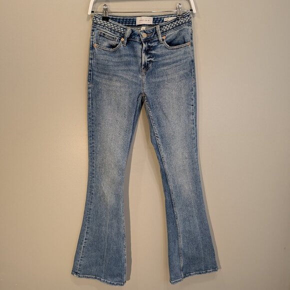 Dear John Jeans Flare Braided Waist Low Cut Western Rock Unique - Size 25 - Picture 1 of 8